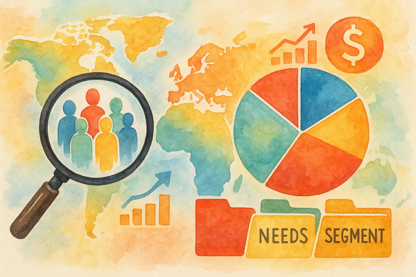 Professional illustration representing How to Use Market Segmentation for Effective B2B Targeting featuring elements relat...