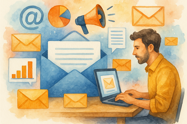 Professional illustration representing Best Practices for B2B Email Campaigns That Drive Engagement featuring elements rel...