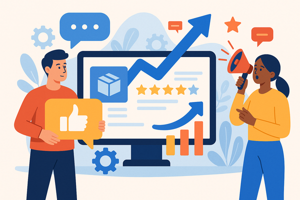 Professional illustration representing How to Leverage Customer Feedback for B2B Product Development featuring elements re...
