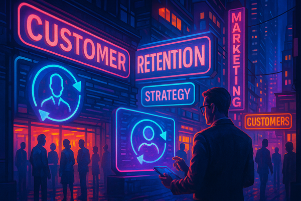 Professional illustration representing How to Develop a B2B Marketing Strategy for Customer Retention featuring elements r...