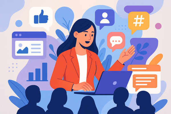Professional illustration representing How to Leverage Social Media for B2B Brand Awareness featuring elements related to ...