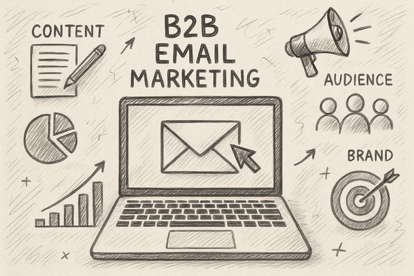 Professional illustration representing Best Practices for B2B Email Marketing Campaigns That Convert featuring elements re...