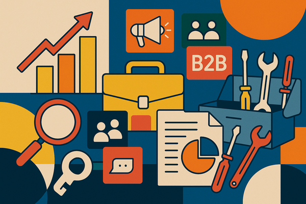 Professional illustration representing How to Develop a B2B Marketing Toolkit for Sales Teams featuring elements related t...