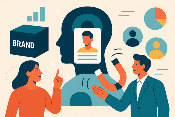 Professional illustration representing How to Build a B2B Brand Identity That Attracts Customers featuring elements relate...
