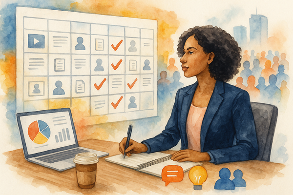 Professional illustration representing How to Create a B2B Content Calendar for Consistent Engagement featuring elements r...