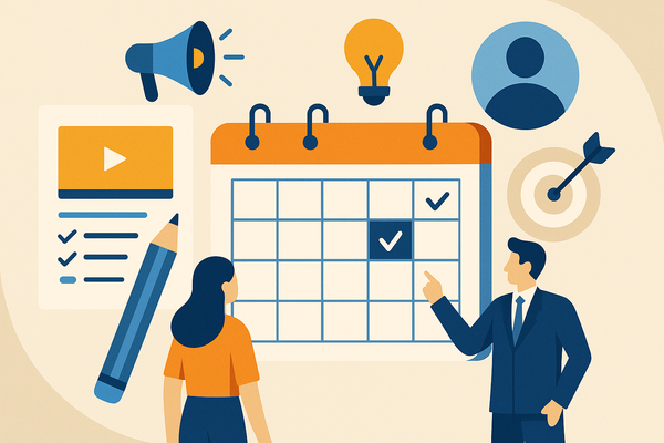 Professional illustration representing How to Create a B2B Content Calendar for Consistent Publishing featuring elements r...