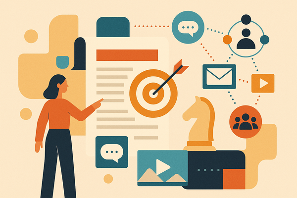 Professional illustration representing How to Create a B2B Content Strategy for Multi-Channel Engagement featuring element...