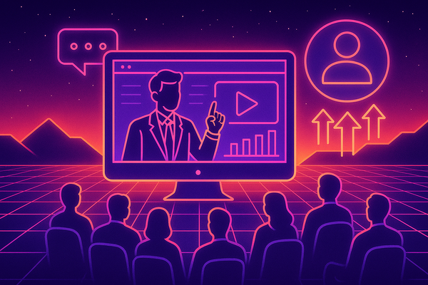 Professional illustration representing How to Craft Compelling B2B Webinars for Lead Generation featuring elements related...