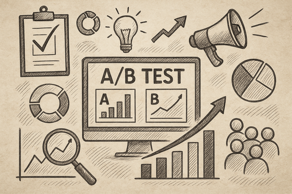 Professional illustration representing Best Practices for Conducting A/B Testing in B2B Marketing featuring elements relat...