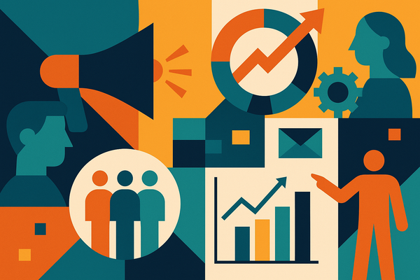 Professional illustration representing How to Develop a B2B Marketing Framework for Continuous Improvement featuring eleme...
