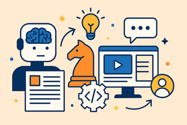 Professional illustration representing AI content strategy for B2B SaaS teams featuring elements related to content, strat...