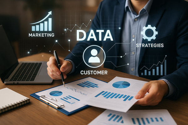 Professional illustration representing Implementing a Data-Driven Approach to B2B Marketing Campaigns featuring elements r...