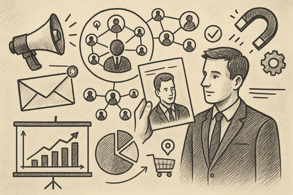 Professional illustration representing Creating a B2B Marketing Strategy Focused on Personalization featuring elements rel...