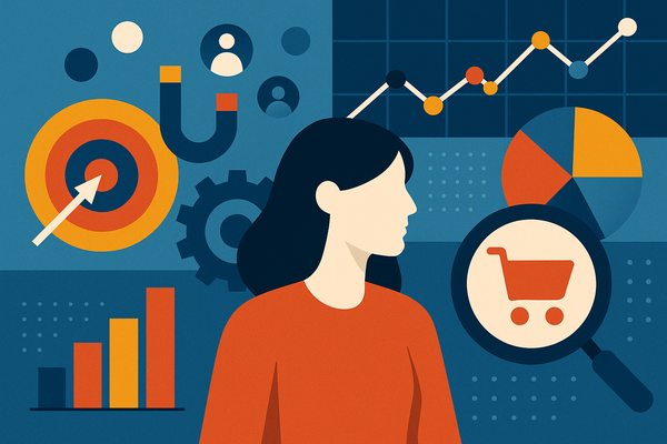 Professional illustration representing Utilizing Predictive Analytics for Enhanced B2B Marketing Decisions featuring eleme...