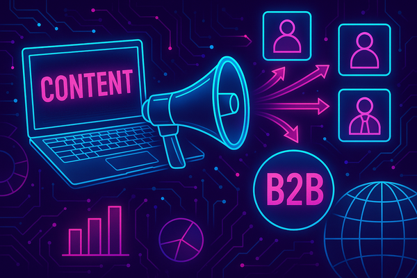 Professional illustration representing Implementing an Effective B2B Content Distribution Strategy featuring elements rela...