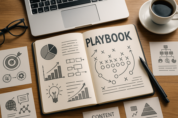 Professional illustration representing Creating B2B Marketing Playbooks for Consistent Execution featuring elements relate...