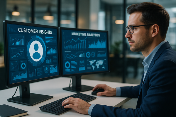 Professional illustration representing How to Leverage Customer Insights for Enhanced B2B Marketing featuring elements rel...