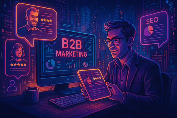 Professional illustration representing How to Utilize Customer Testimonials in B2B Marketing featuring elements related to...