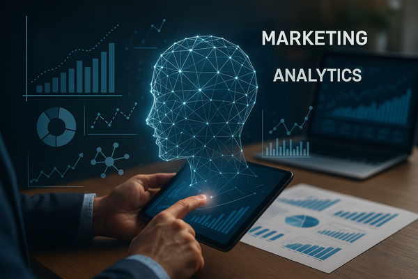 Professional illustration representing How to Use Predictive Analytics for B2B Marketing Success featuring elements relate...
