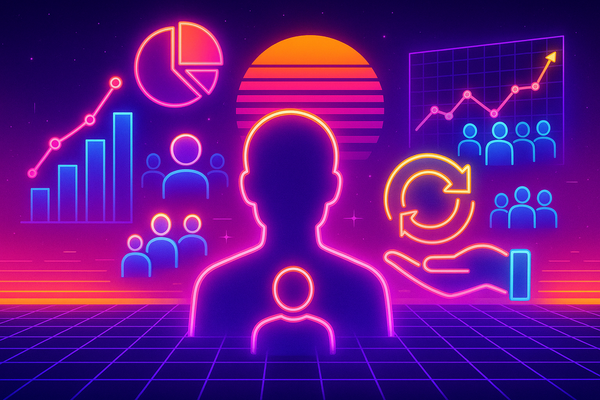 Professional illustration representing How to Leverage Analytics to Improve B2B Customer Retention featuring elements rela...