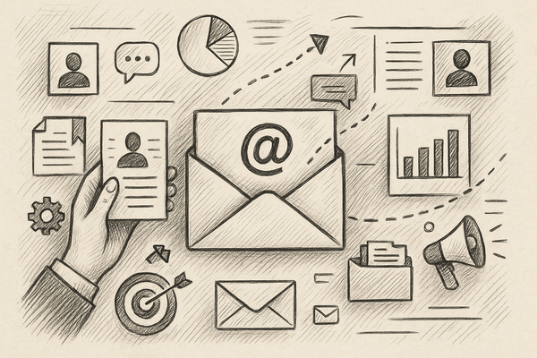 Professional illustration representing Implementing Personalization Tactics in B2B Email Campaigns featuring elements rela...