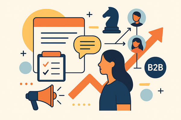 Professional illustration representing Creating an Effective B2B Content Strategy for Engagement featuring elements relate...