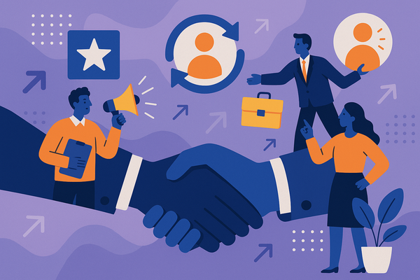 Professional illustration representing How to Build an Effective B2B Referral Program for Growth featuring elements relate...
