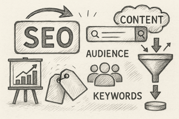 Professional illustration representing How to Leverage SEO for Enhanced B2B Lead Generation featuring elements related to ...