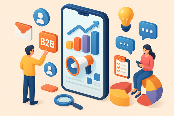 Professional illustration representing How to Optimize Your B2B Marketing Strategy for Mobile Users featuring elements rel...