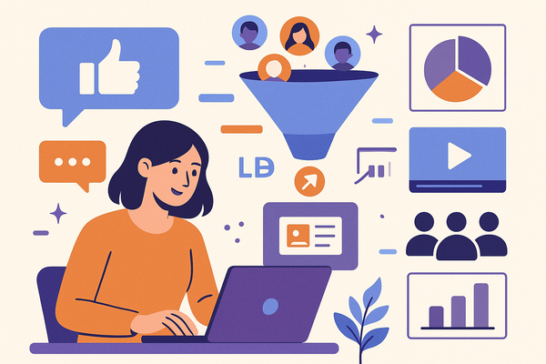 Professional illustration representing Utilizing Social Media for B2B Lead Generation Success featuring elements related t...