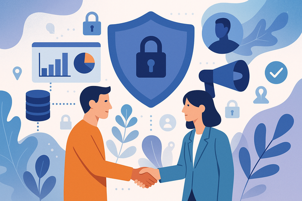 Professional illustration representing Building a B2B Marketing Strategy Around Data Privacy featuring elements related to...