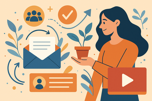 Professional illustration representing Implementing an Effective B2B Email Nurturing Strategy featuring elements related t...