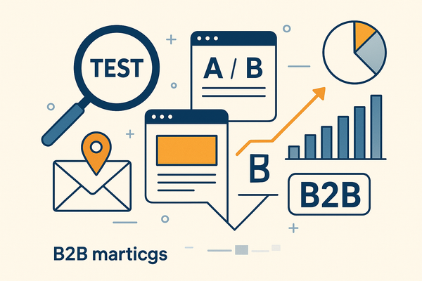 Professional illustration representing Best Practices for Conducting A/B Testing in B2B Campaigns featuring elements relat...