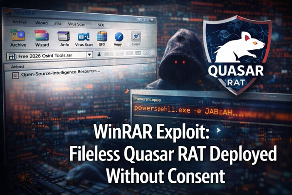 WinRAR Vulnerability Exploited to Deploy Fileless Quasar RAT Without User Consent