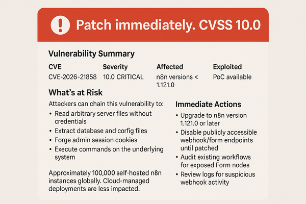 CRITICAL: Patch n8n Now — Unauthenticated RCE Affects 100K Servers