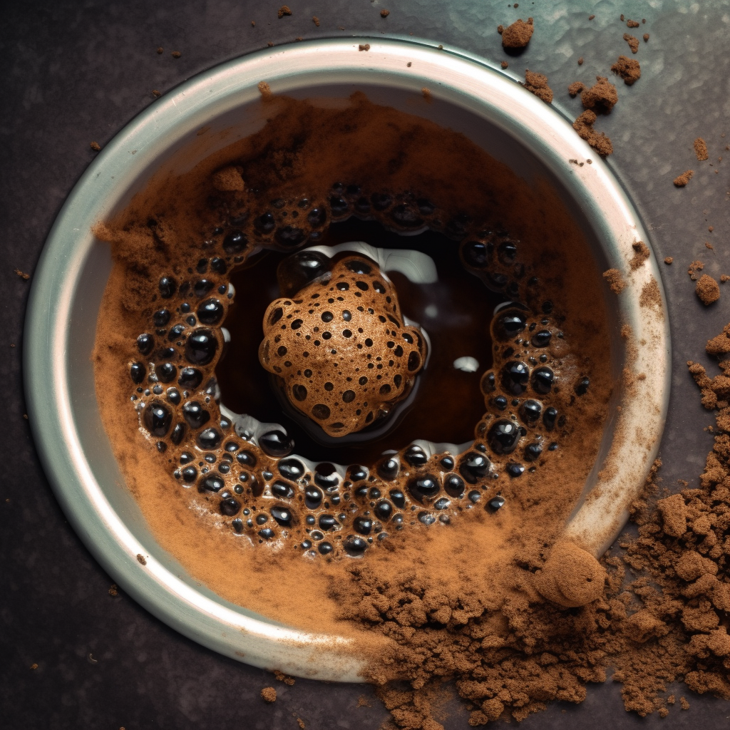 Sink drain clogged with coffee grounds
