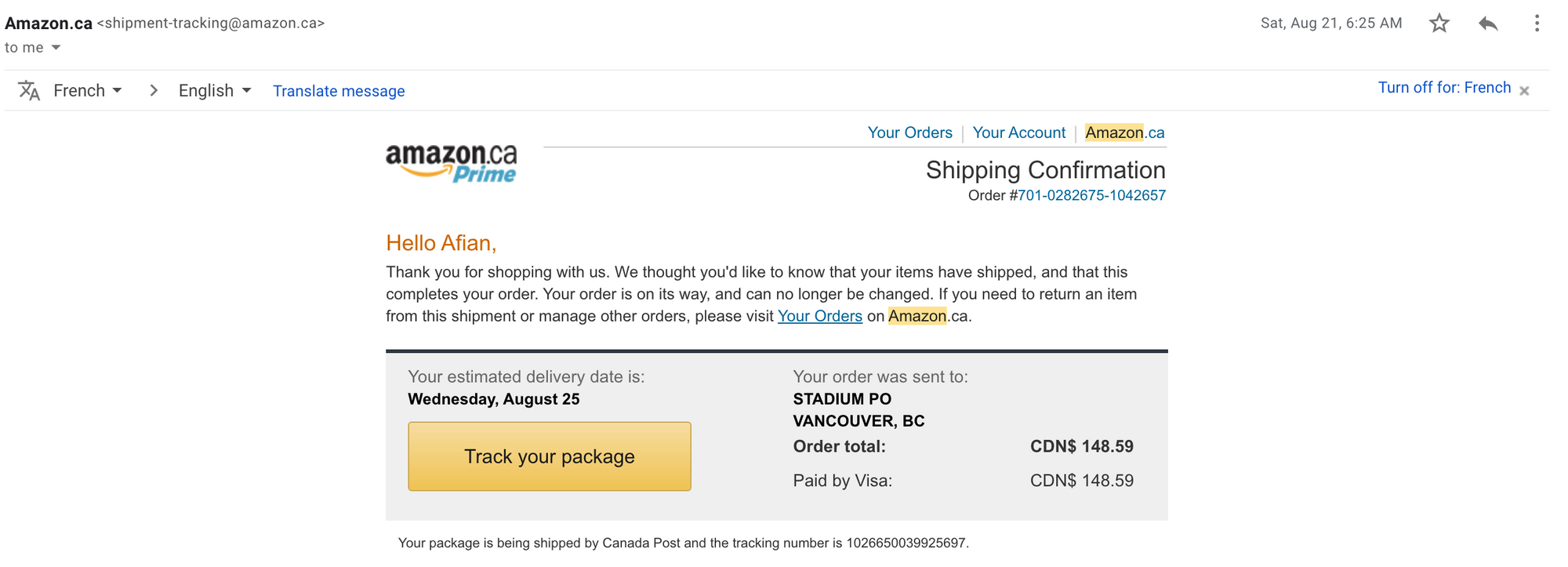 Amazon "track your package" email is an example of a classic track and trace system