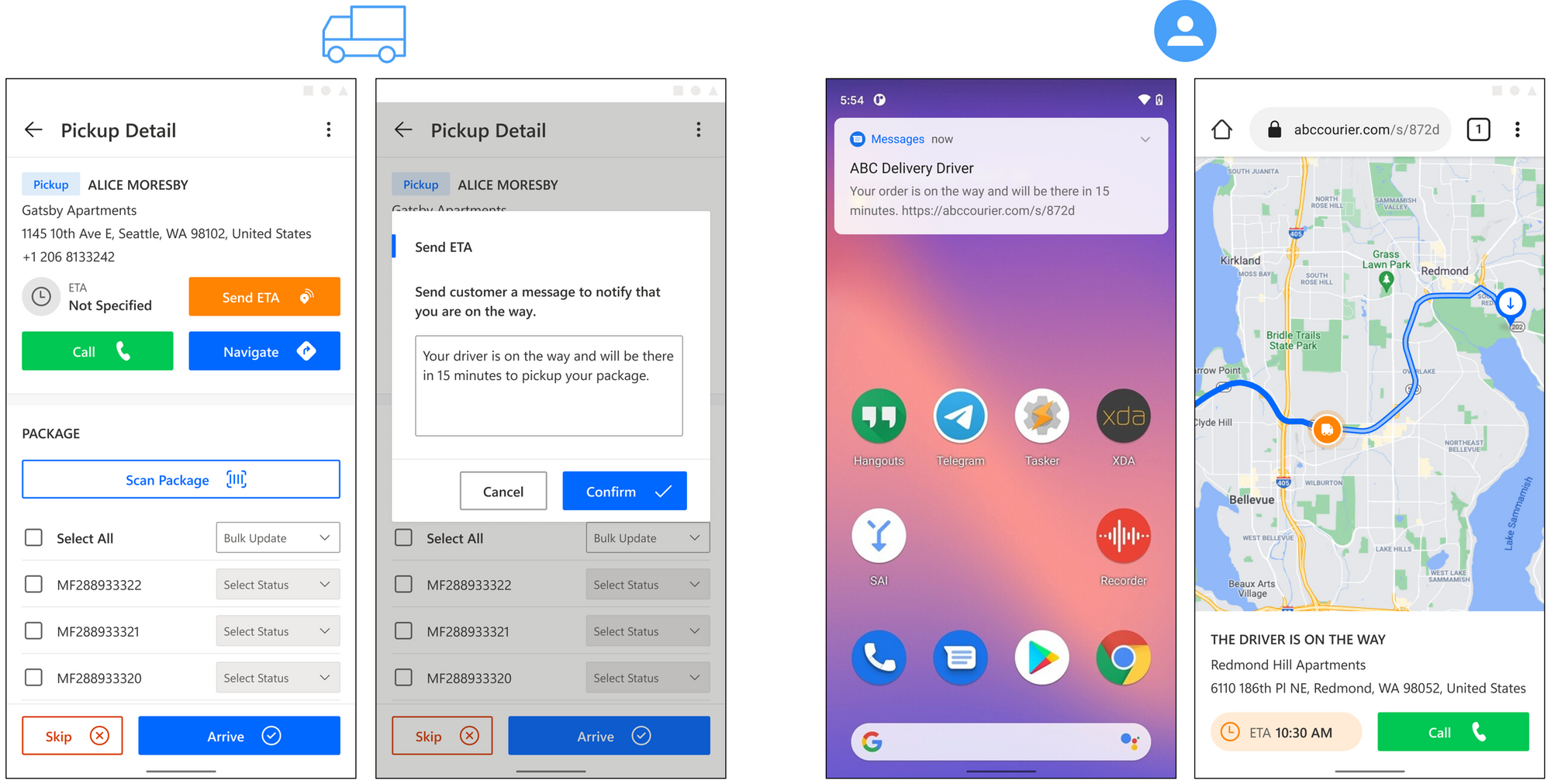 track and trace system using live driver tracking and customer notifications