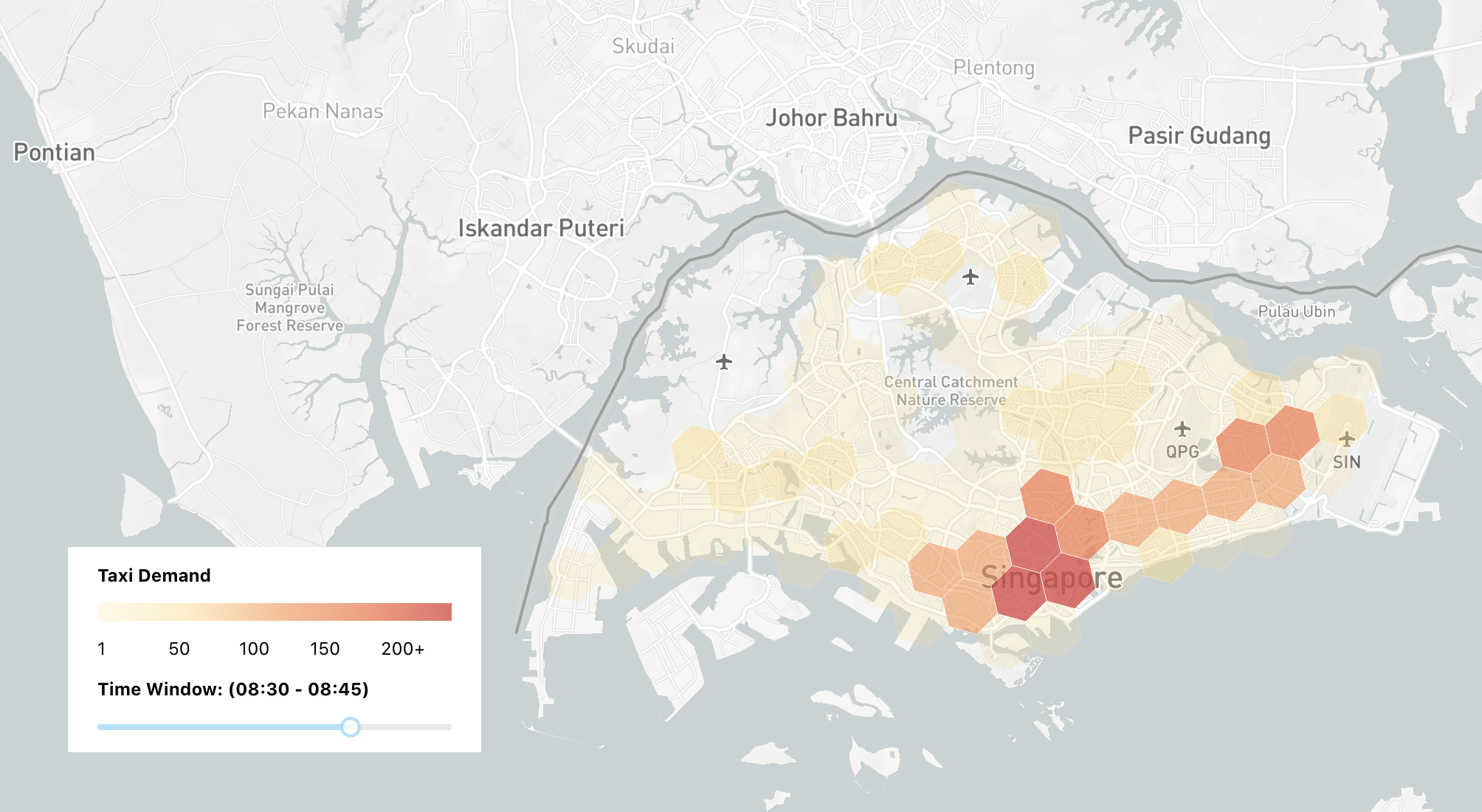 Using a slider in react js to visualize how taxi demand changes over time