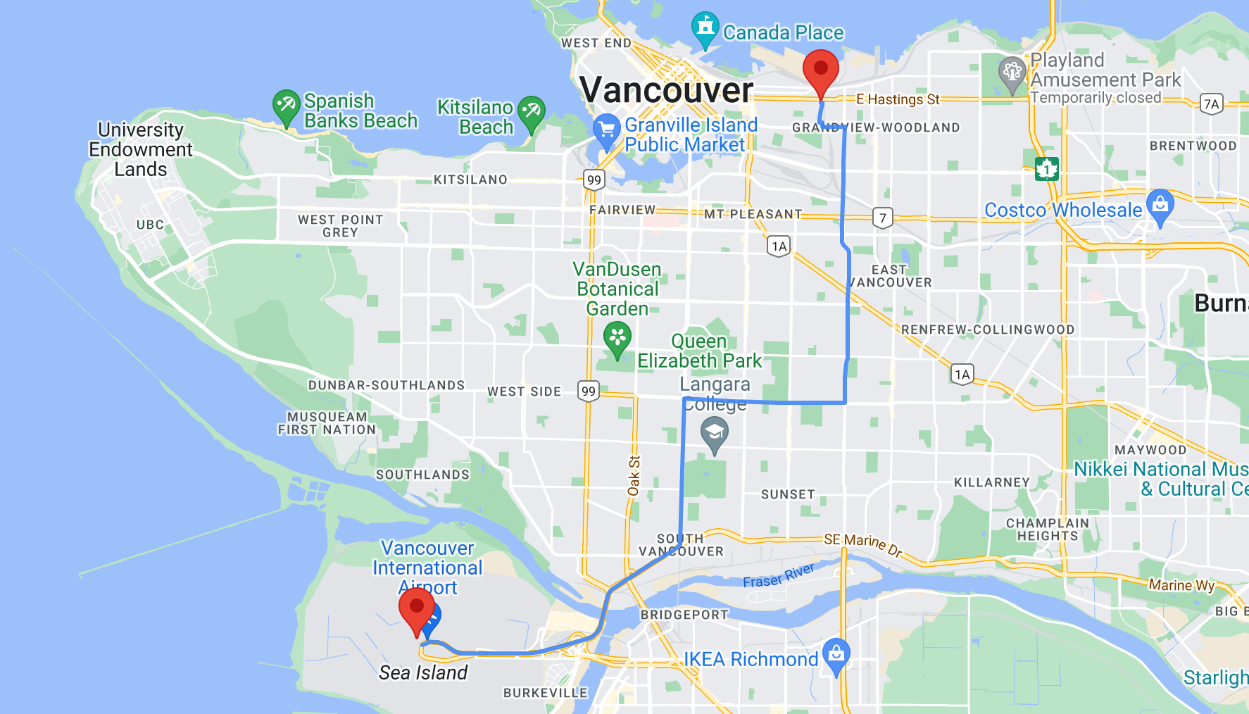 The route polyline returned by the Google ODRD Routes Preferred ComputeRoutes API