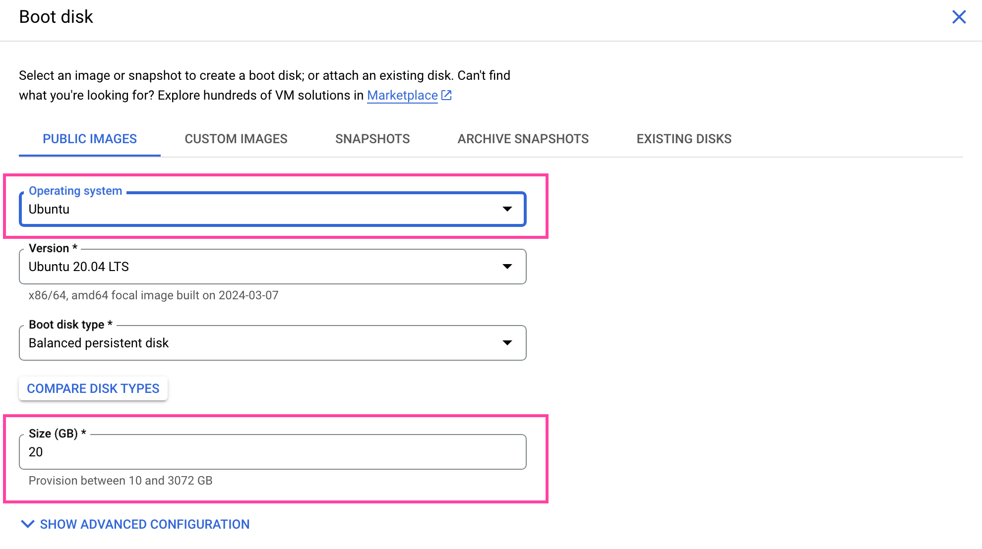 Provisioning Ubuntu as your OS in Compute Engine