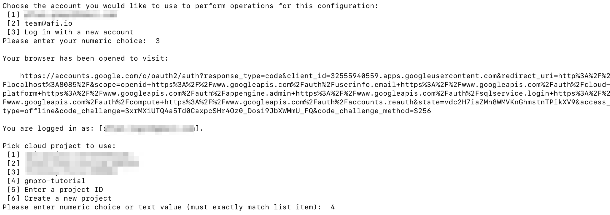 Logging into gcloud CLI