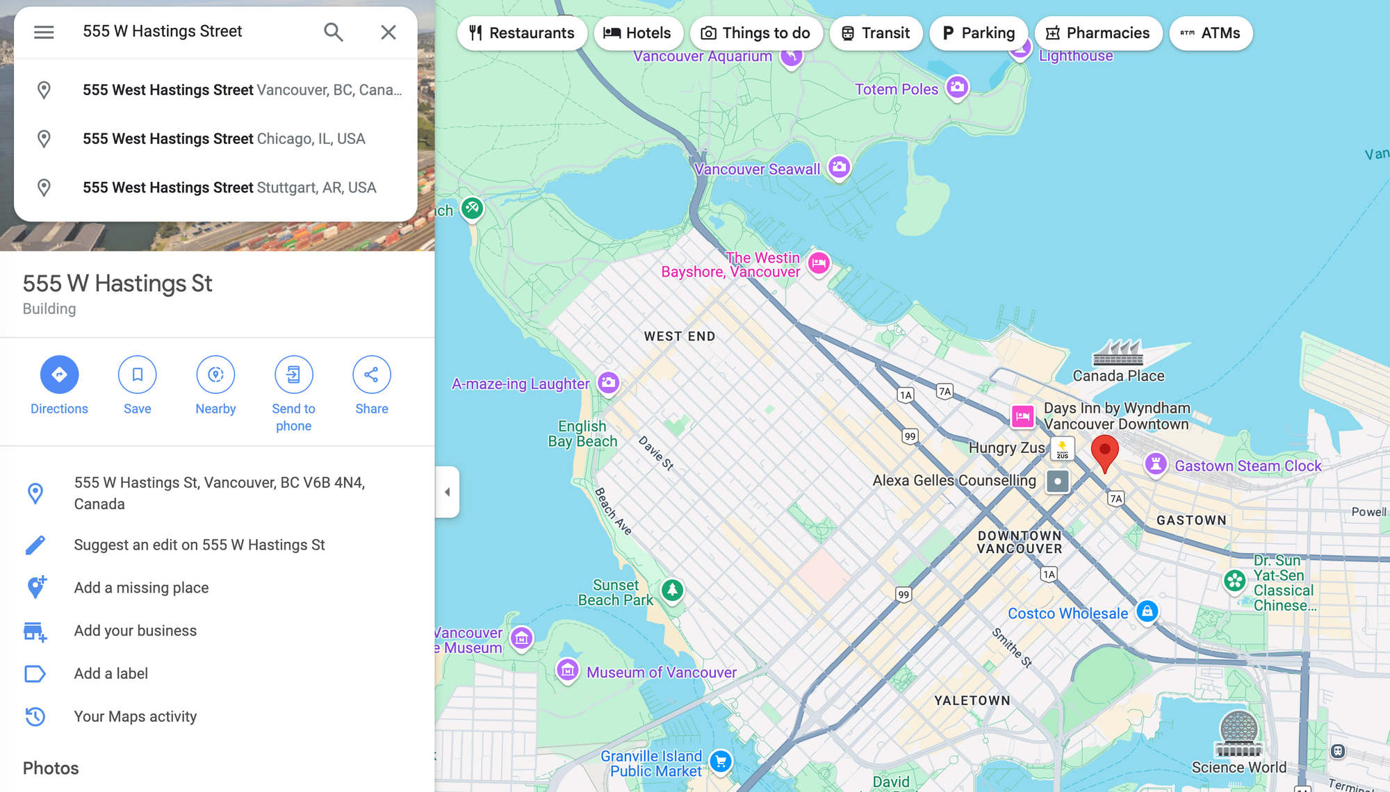 Google Places API Text Search example