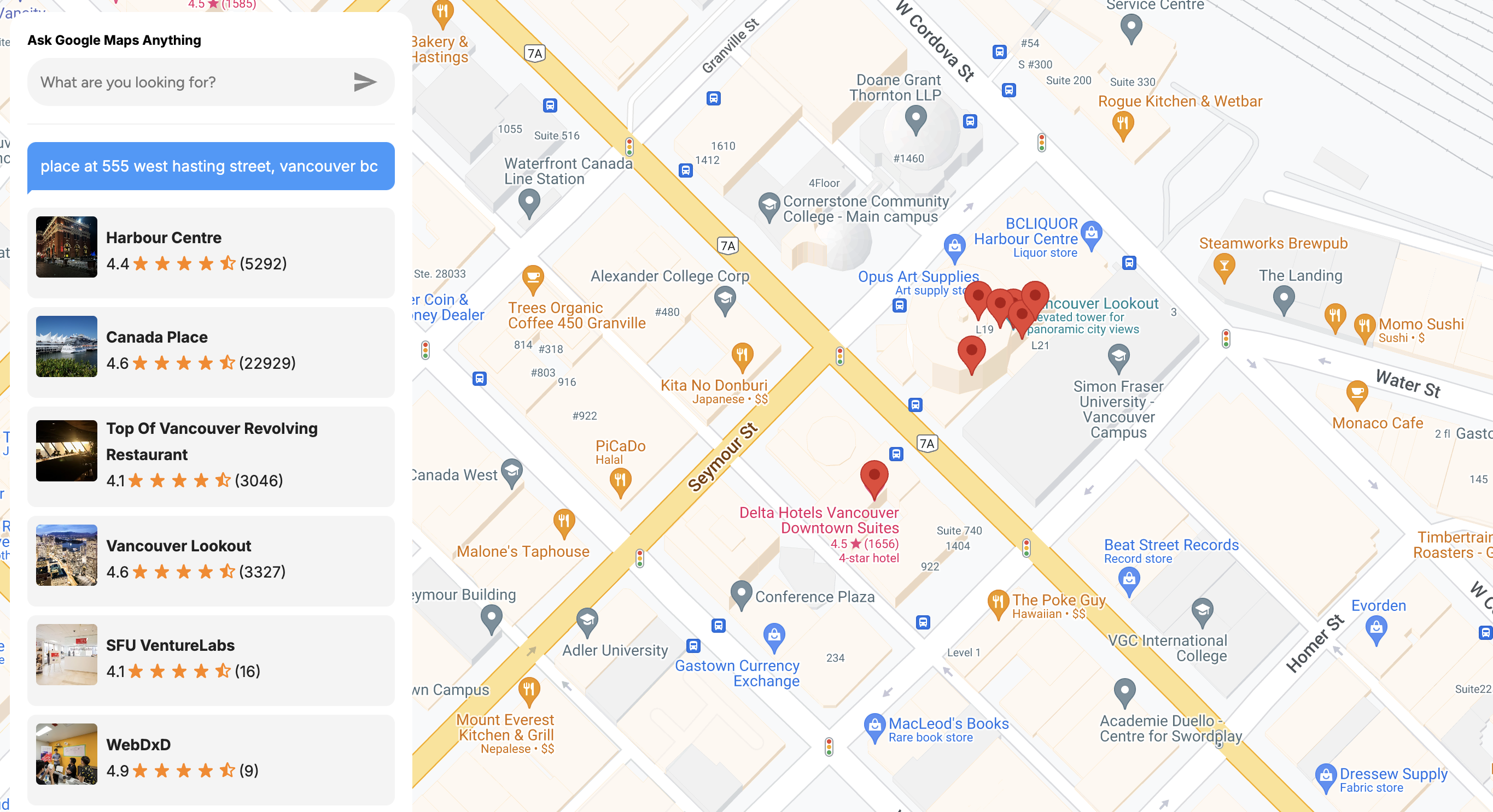 Using the Google Places Text Search API to look up listings at a specific address