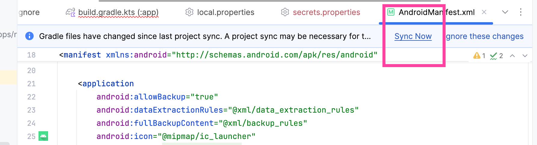Syncing an Android Studio project with gradle
