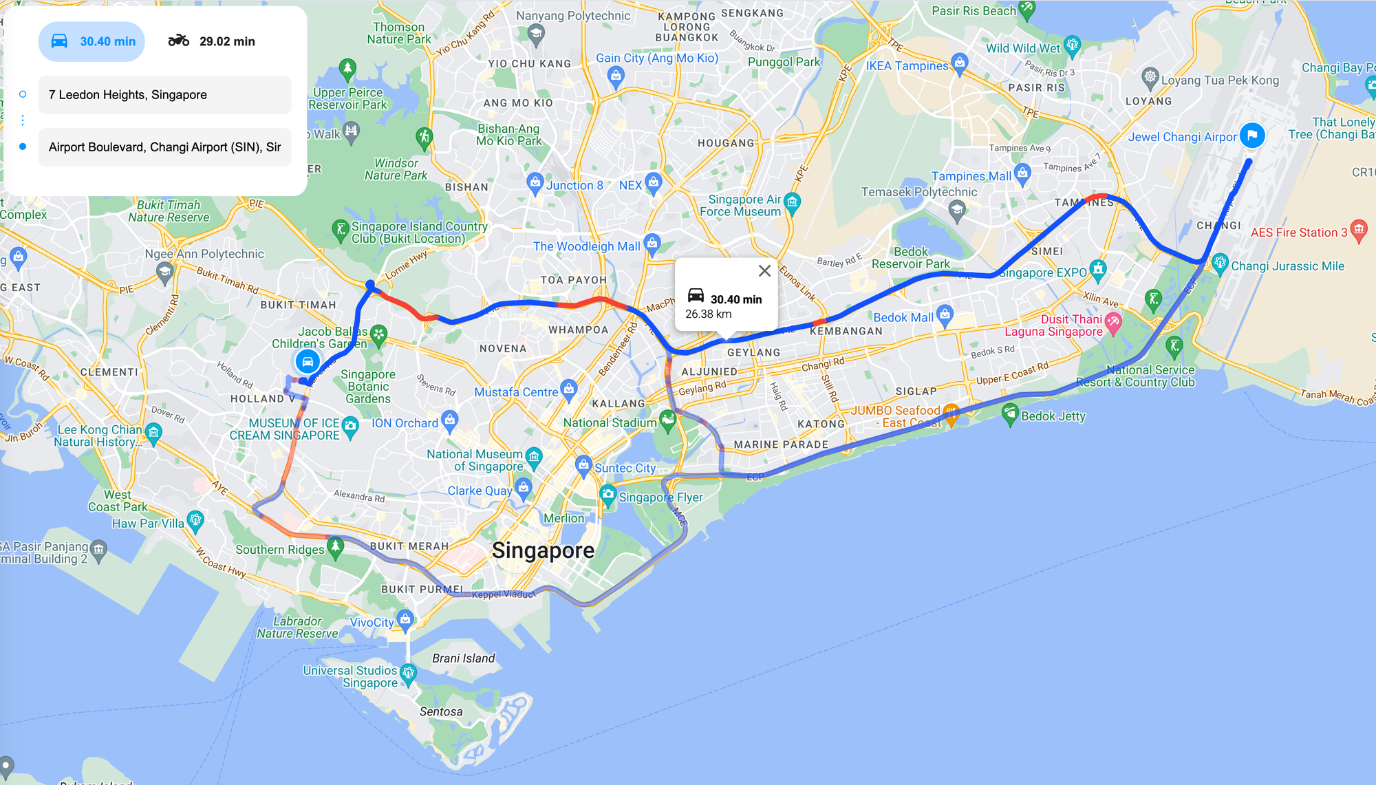 Google Routes API example API call
