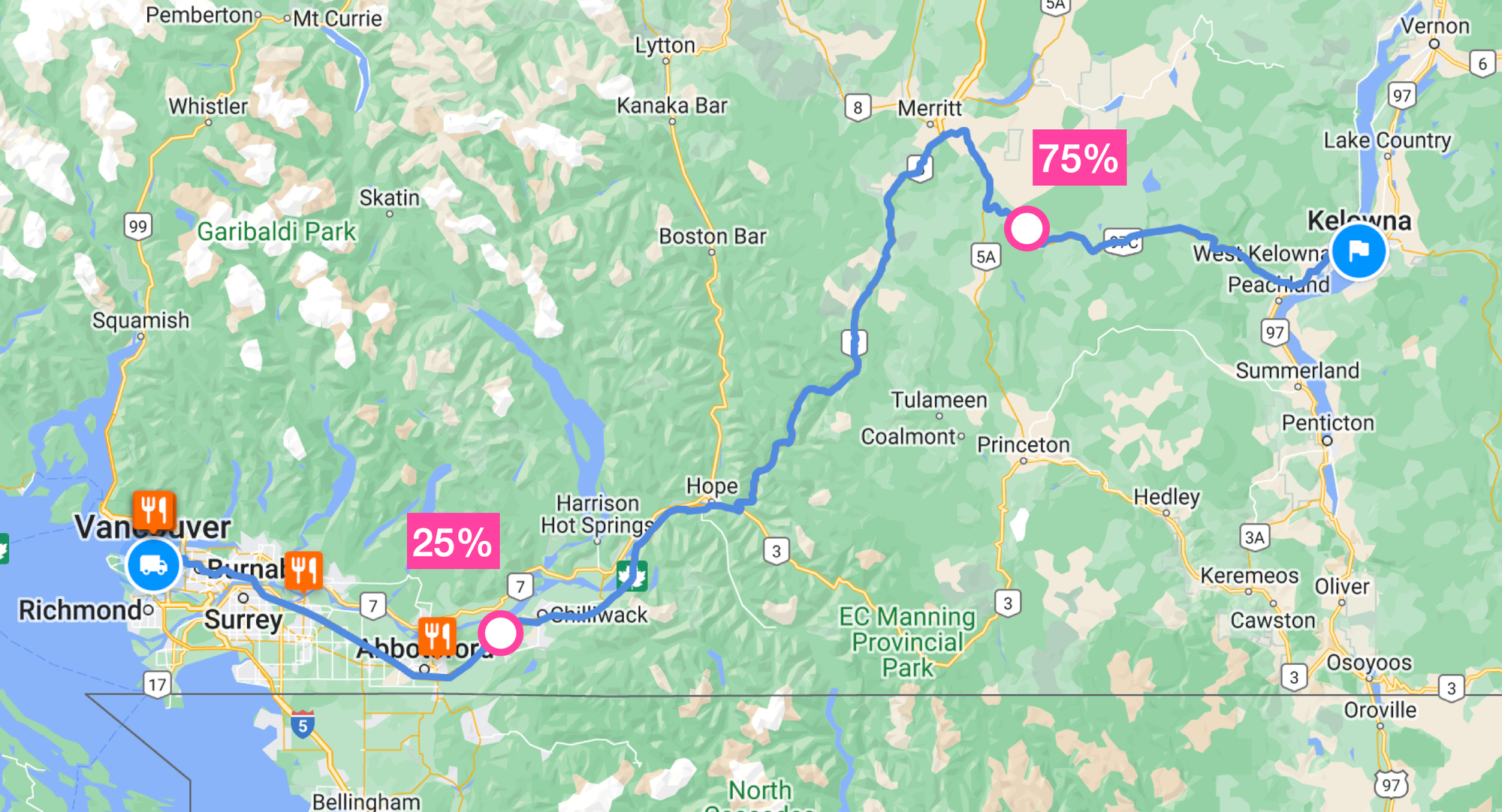 Applying locationBias to the middle 50% of the route