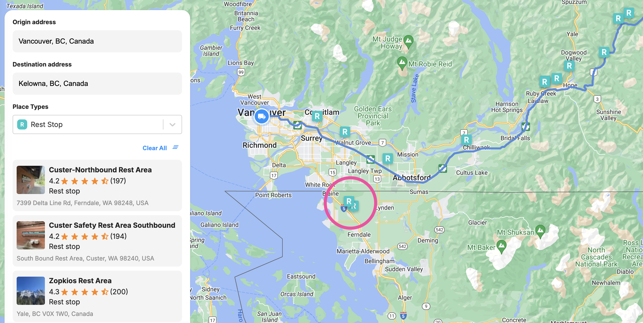 How to filter for poor search results from the Search Along Route API