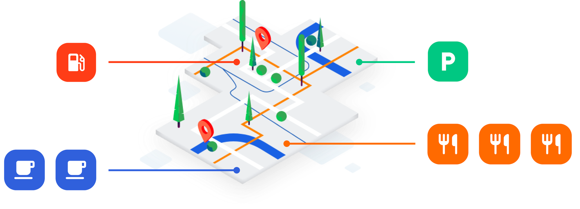 The Places Insights API counts how many places of a certain type are in each area